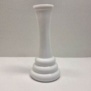 Vintage White Milk Glass Bud Vase Beehive Base 6" Randall Glass USA 1960s